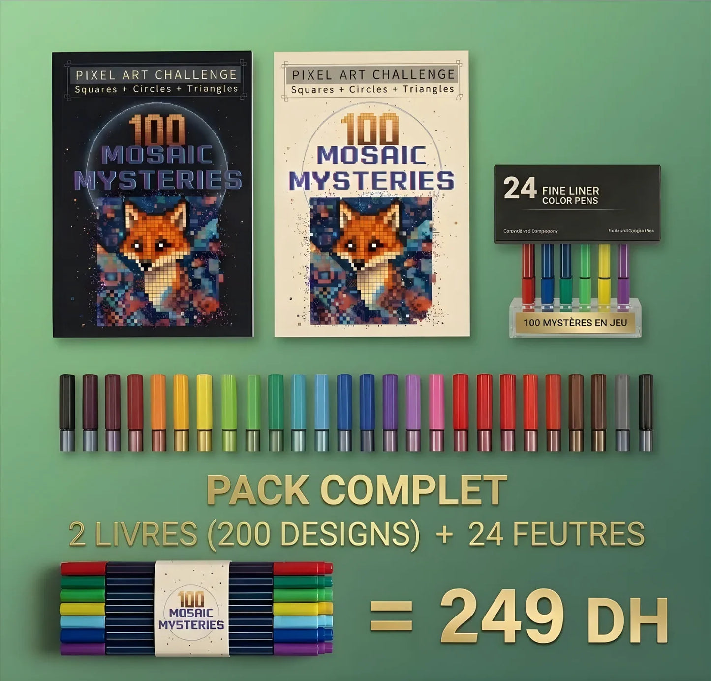 2 livres de coloriage + boîte de 24 feutres de couleur
